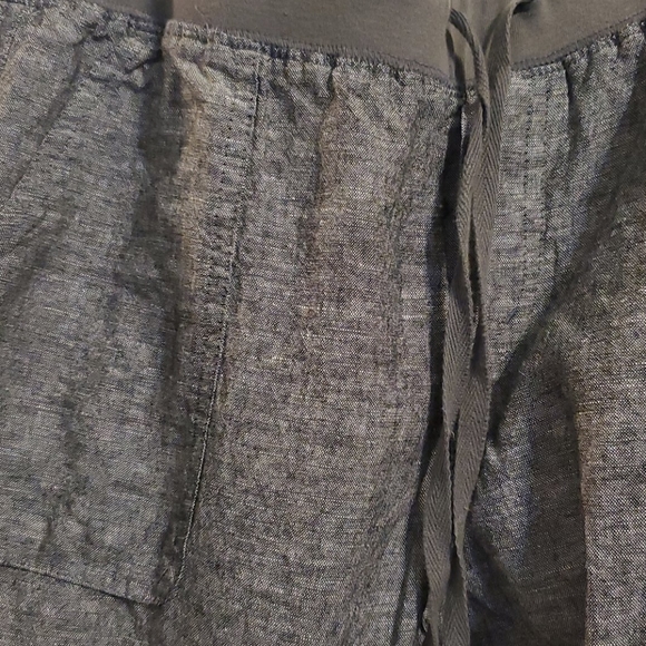 Dark gray linen crop pant - Picture 2 of 4